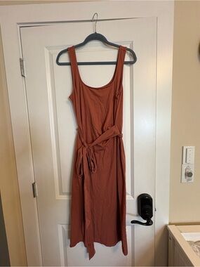 Ann Taylor Rust Tie-Waist Midi Dress